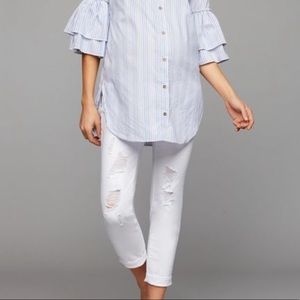 Luxe Essentials Distressed White Maternity Jeans